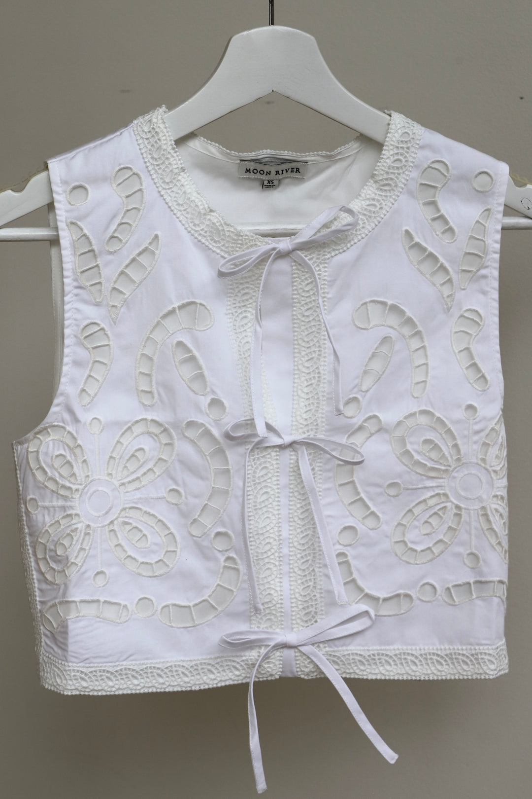 TIE FRONT EYELET VEST