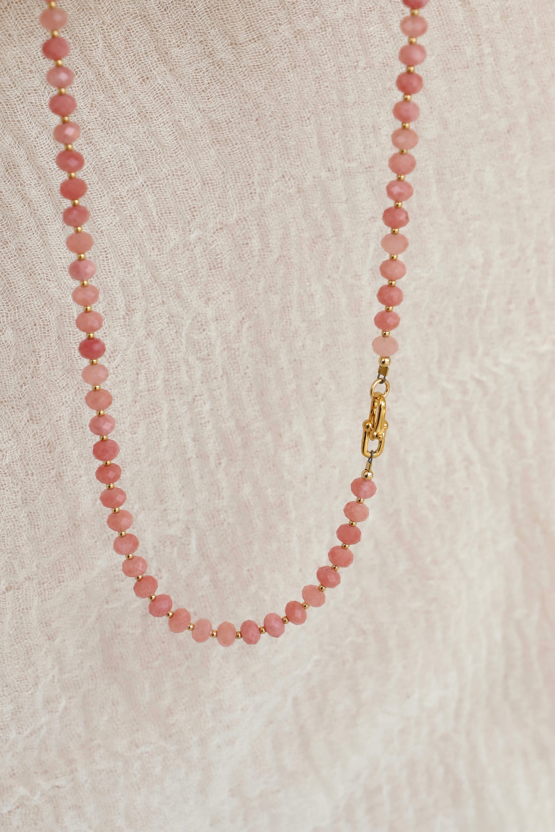 PINK RHODOCHROSITE BEADED NECKLACE