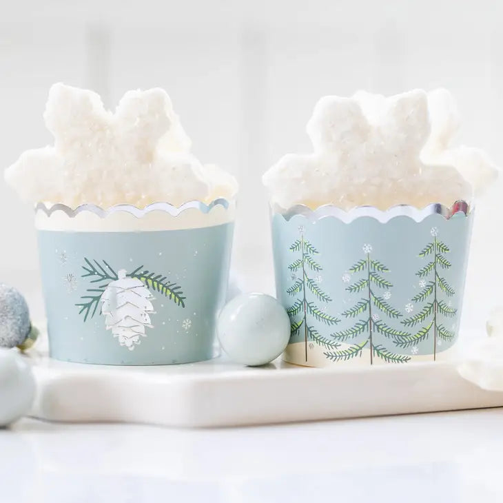 FOILED LET IT SNOW TREES BAKING CUPS