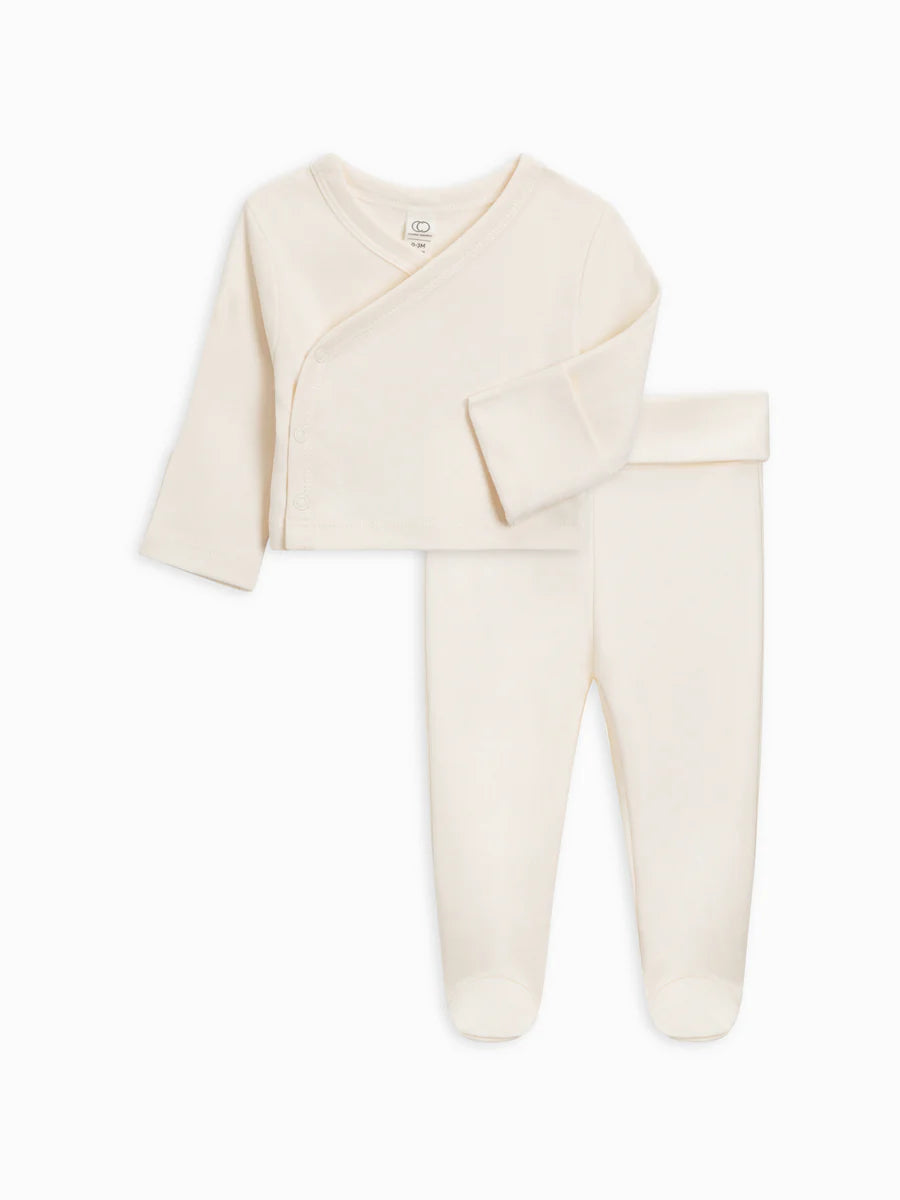 KIMONO WRAP TOP AND FOOTED PANT SET