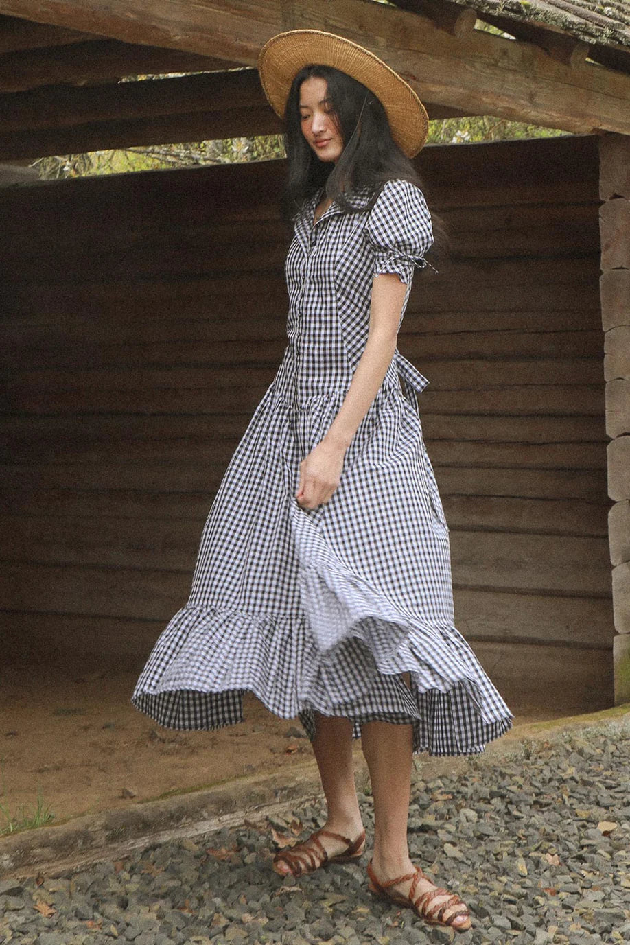 Western Midi Dress Black & White / 40 Western Midi Dress Black & White / 40