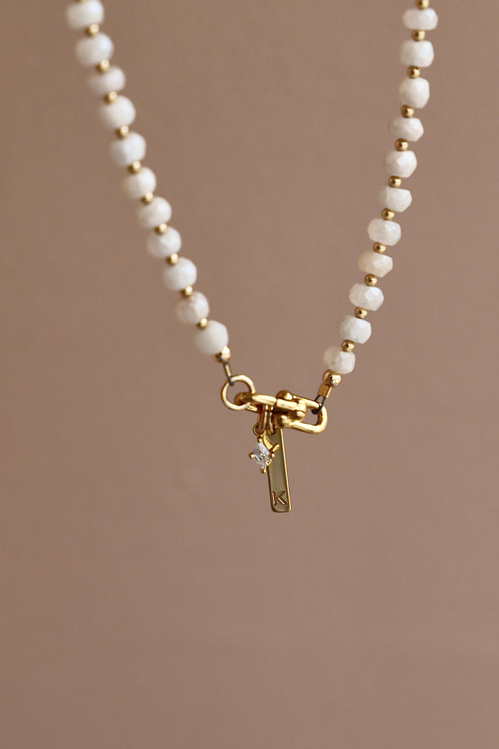 WHITE SILVERITE BEADED NECKLACE