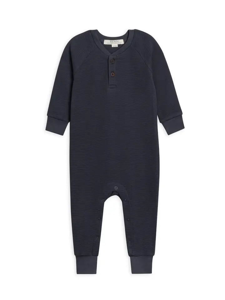 CROSBY WAFFLE KNIT HENLEY ROMPER