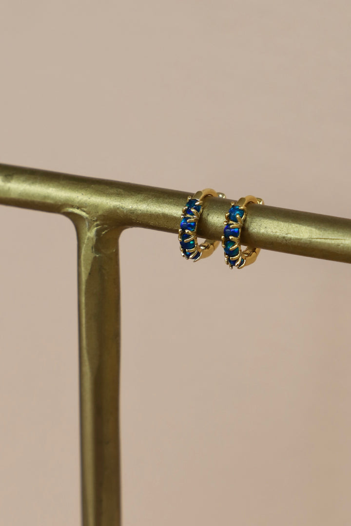 DARK BLUE OPAL MINI HOOPS