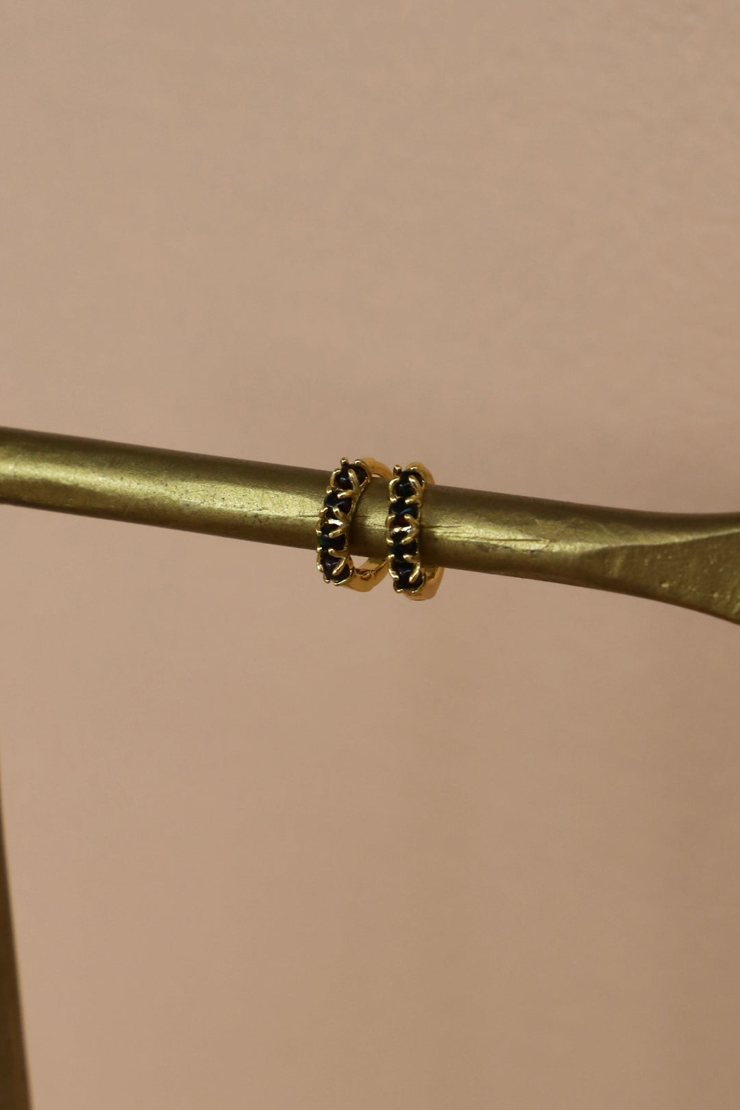 BLACK OPAL MINI HOOPS