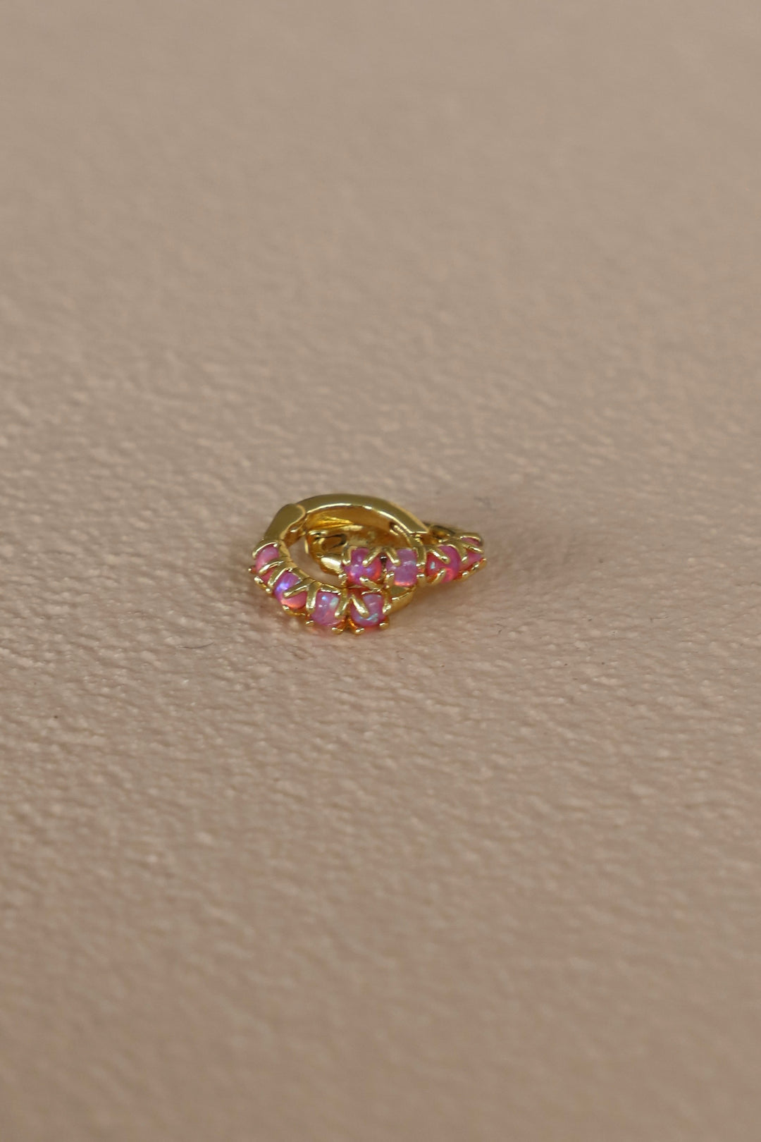 DARK PINK OPAL MINI HOOPS