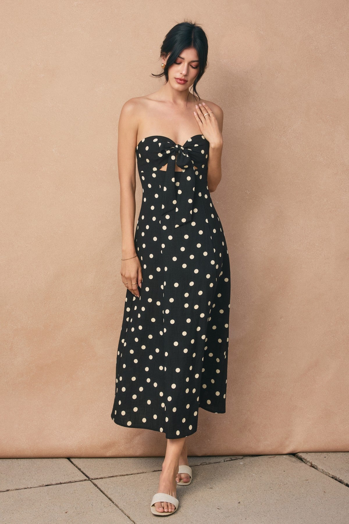 Polka Dot Sweetheart Midi Dress Dots / L Polka Dot Sweetheart Midi Dress Dots / L