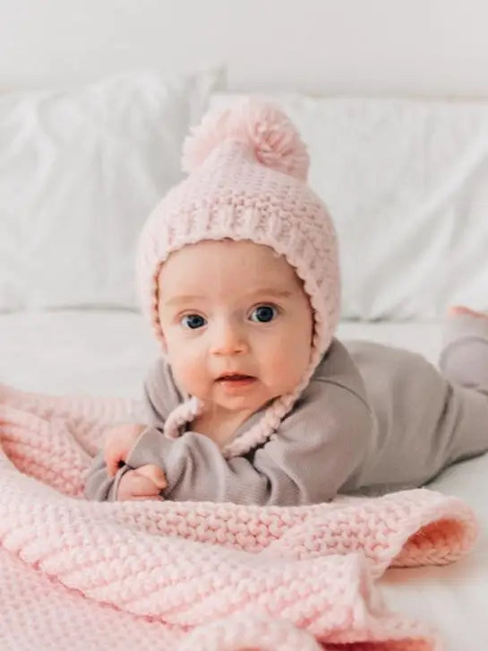 BLUSH GARTER KNIT BABY BLANKET