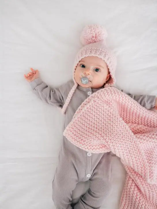 BLUSH GARTER KNIT BABY BLANKET