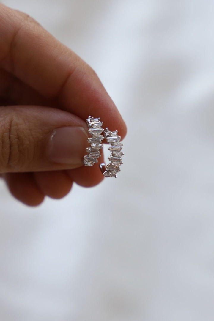 TAPERED BAGUETTE CZ HOOPS