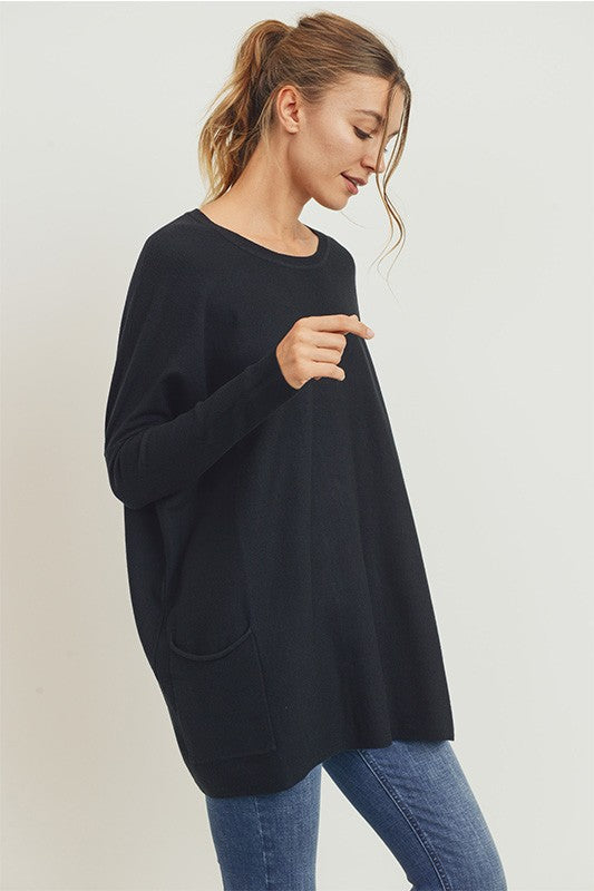OVERSIZED TWO POCKET SWEATER TOP