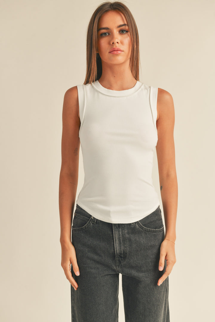 STRUCTURED RIBBED TANK TOP