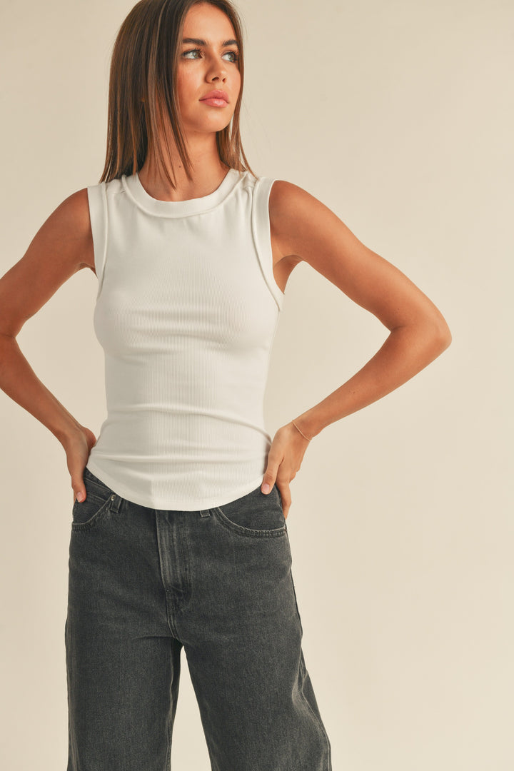 STRUCTURED RIBBED TANK TOP