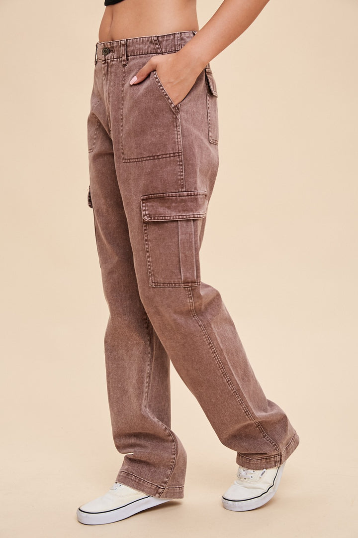 STONE WASHED CARGO PANTS