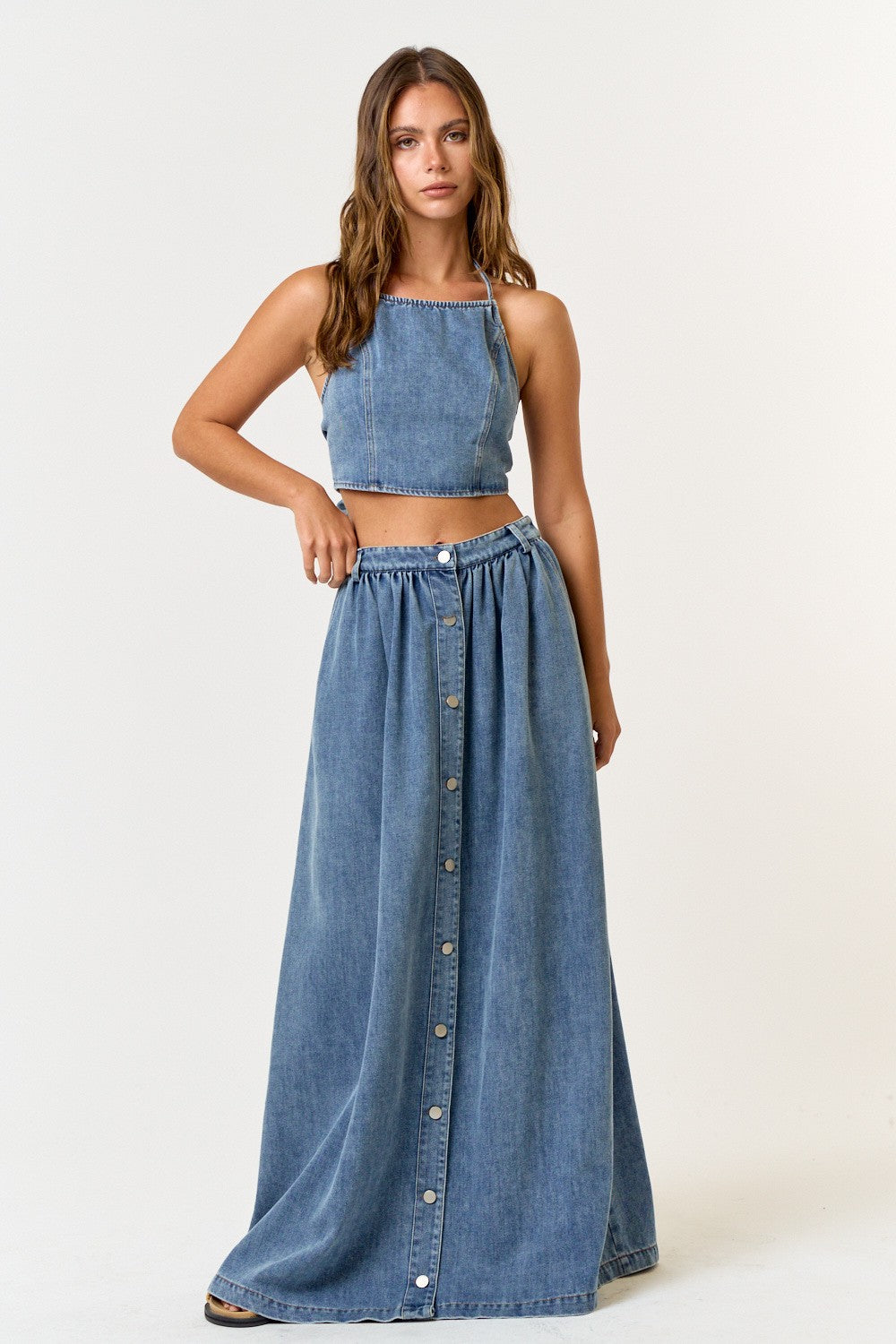 SHELLIE DENIM MAXI SET