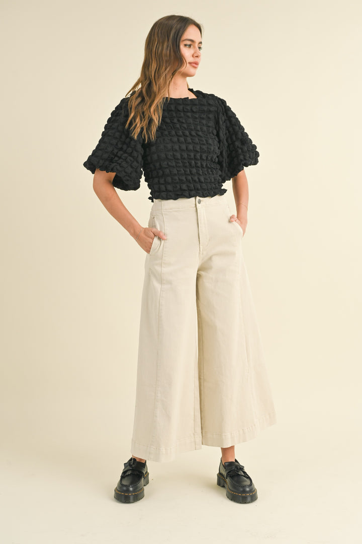 STRETCHED WIDE LEG PANTS