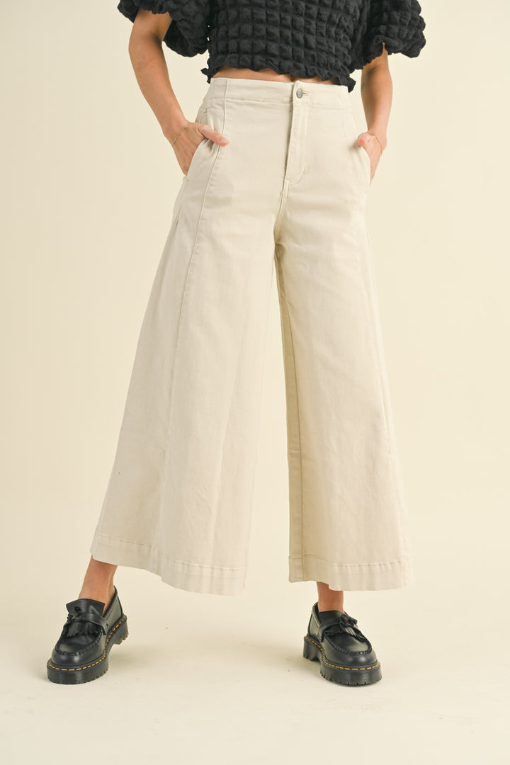 STRETCHED WIDE LEG PANTS