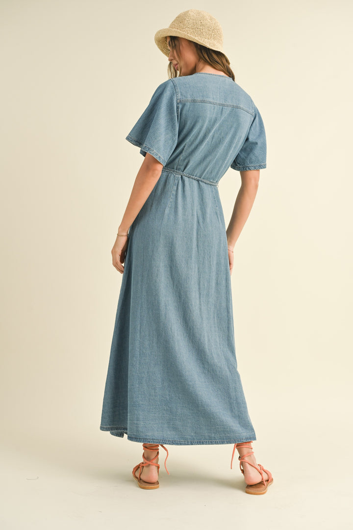 DENIM WRAP DRESS