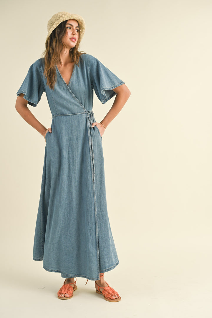 DENIM WRAP DRESS