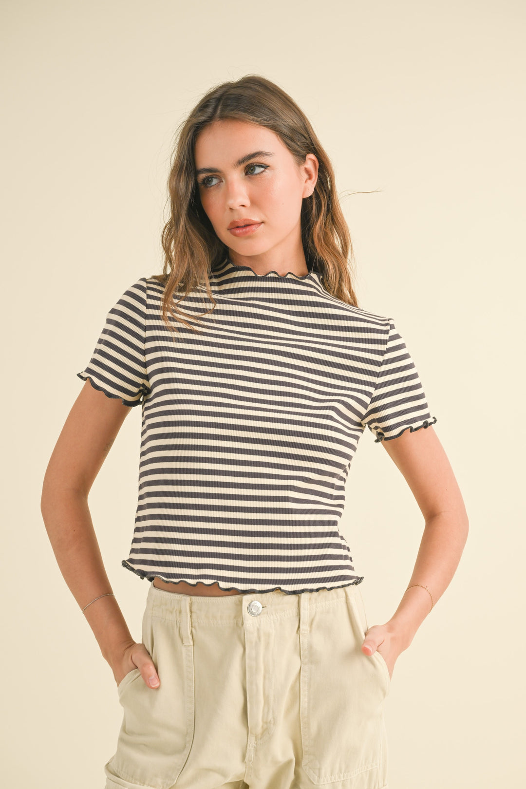 STRIPE RIBBED TOP