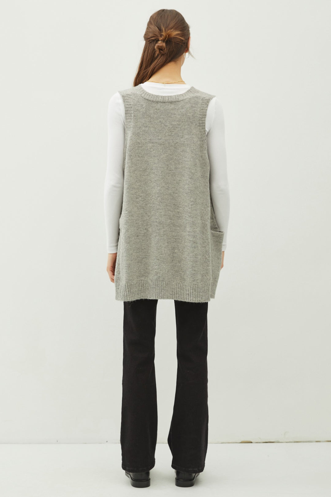 OVERSIZE V-NECK LONG SWEATER VEST