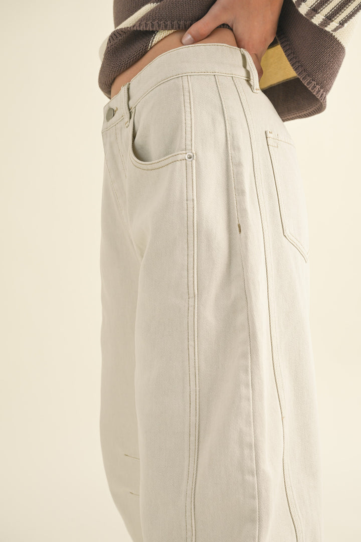 COTTON BARREL PANTS