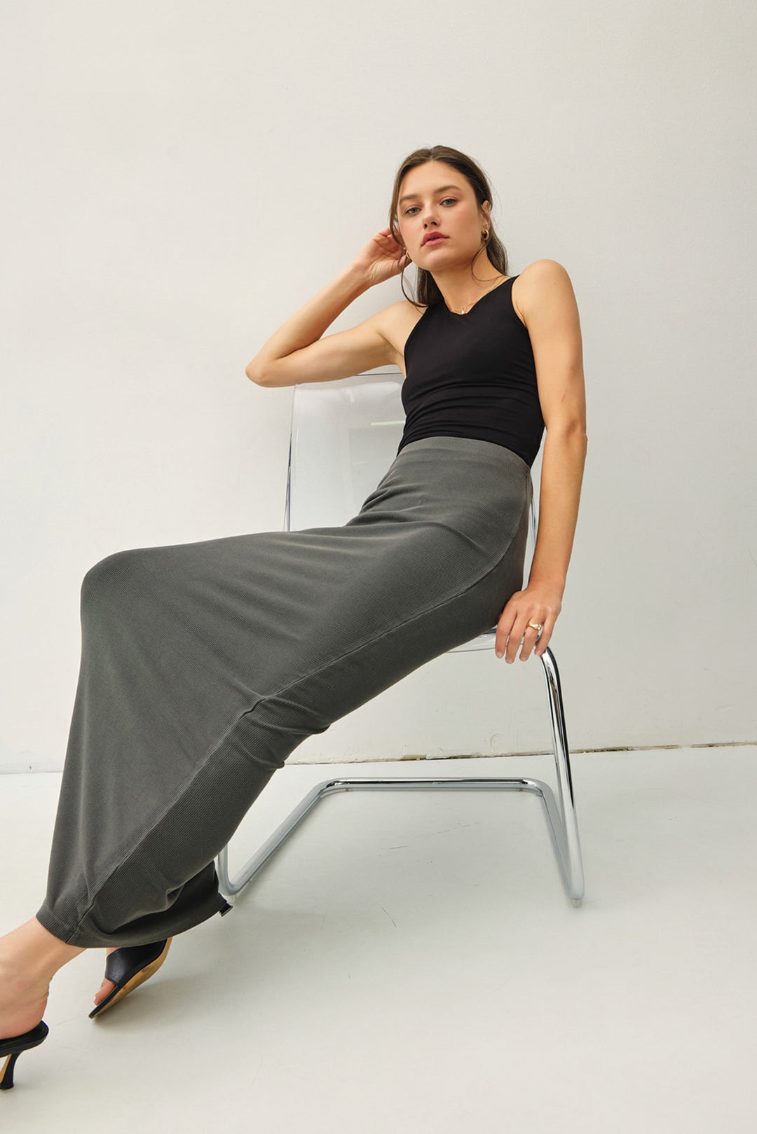 JERSEY KNIT MAXI SKIRT