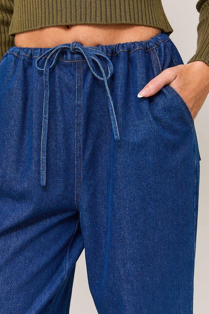 DRAWSTRING DENIM PANTS