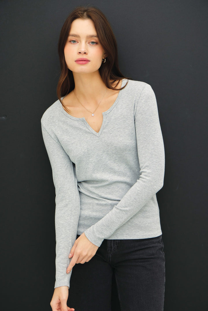 SOFT BASIC LONG SLEEVE KNIT TEE