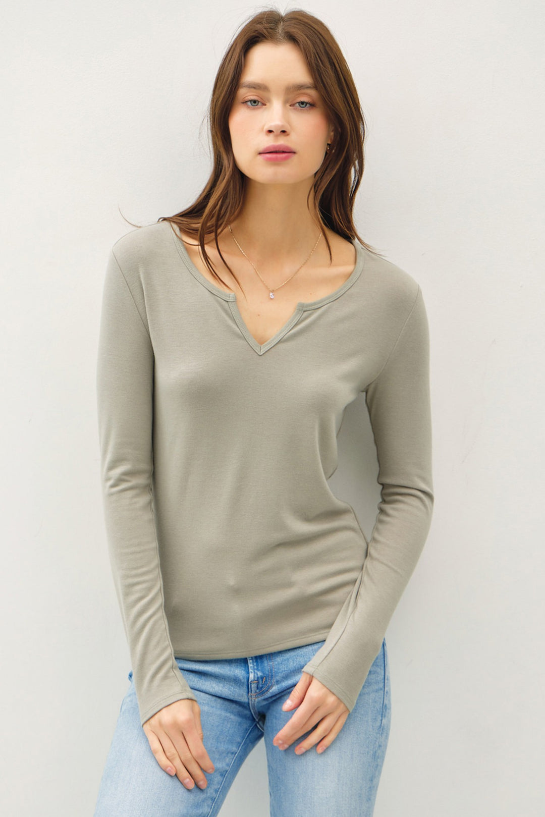 SOFT BASIC LONG SLEEVE KNIT TEE