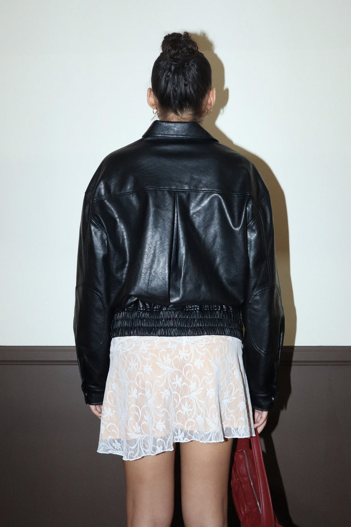 SOFE PU BOMBER JACKET