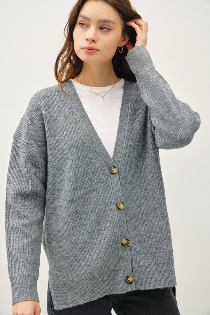 OVERSIZED BUTTON CARDIGAN