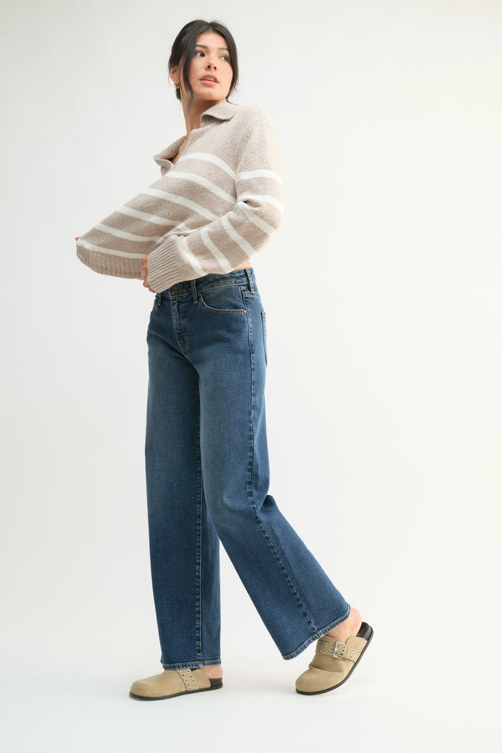 MID RISE SLIM WIDE LEG