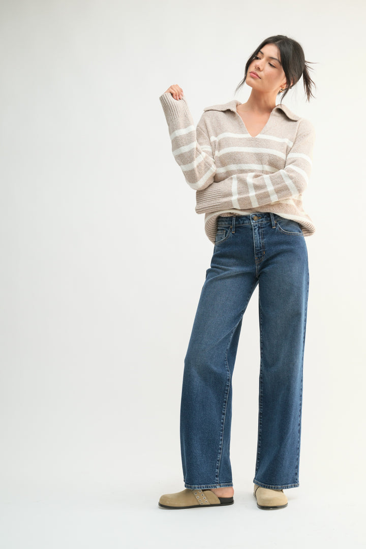 MID RISE SLIM WIDE LEG