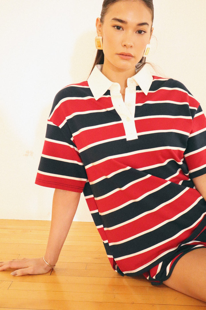 CLASSIC STRIPE POLO TOP