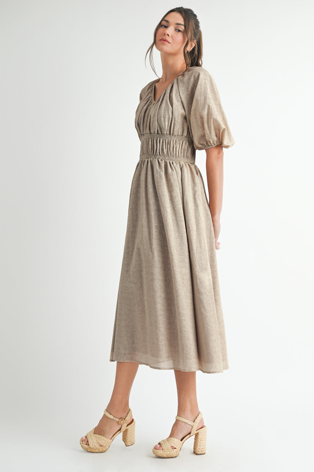 LINEN MIDI DRESS