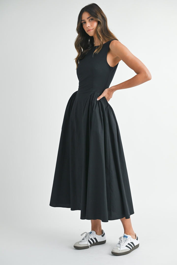 POPLIN MIDI DRESS