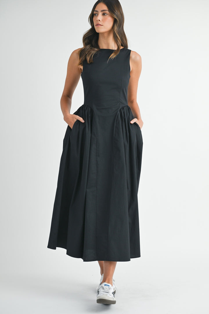 POPLIN MIDI DRESS