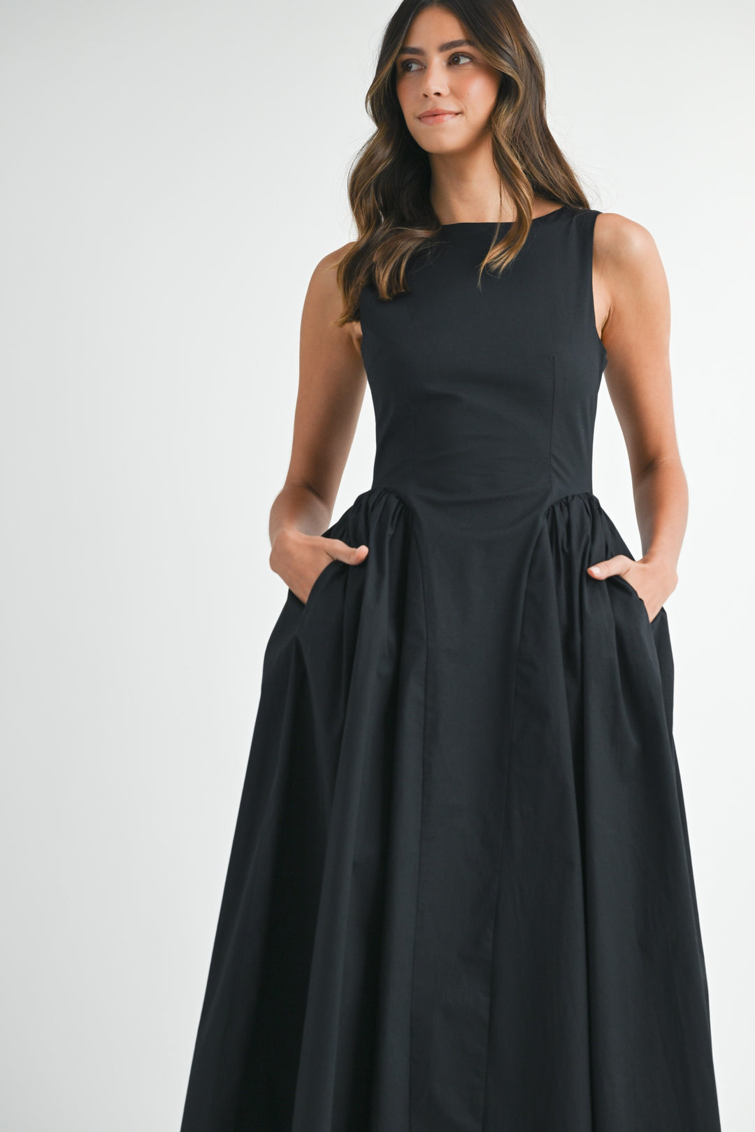 POPLIN MIDI DRESS