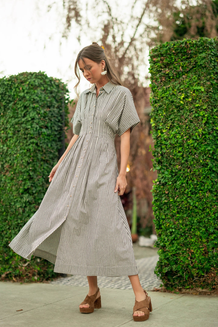 MALORIE STRIPED SHIRT DRESS