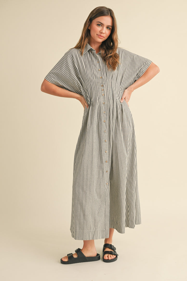 MALORIE STRIPED SHIRT DRESS