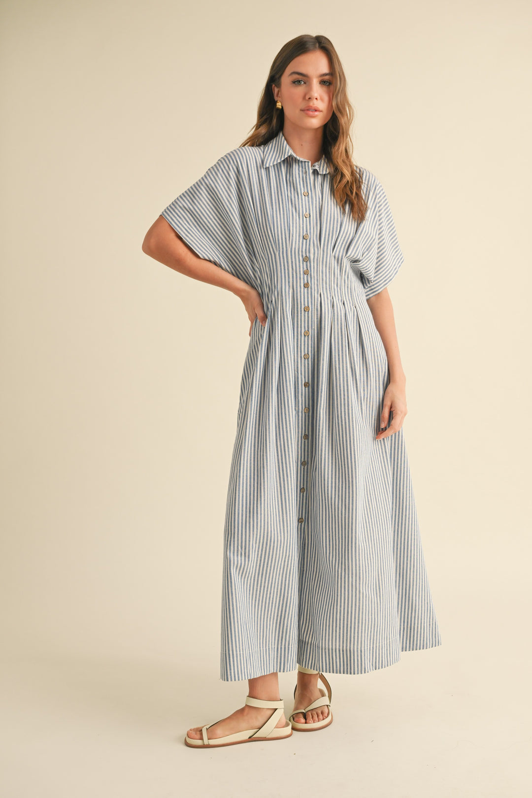 MALORIE STRIPED SHIRT DRESS