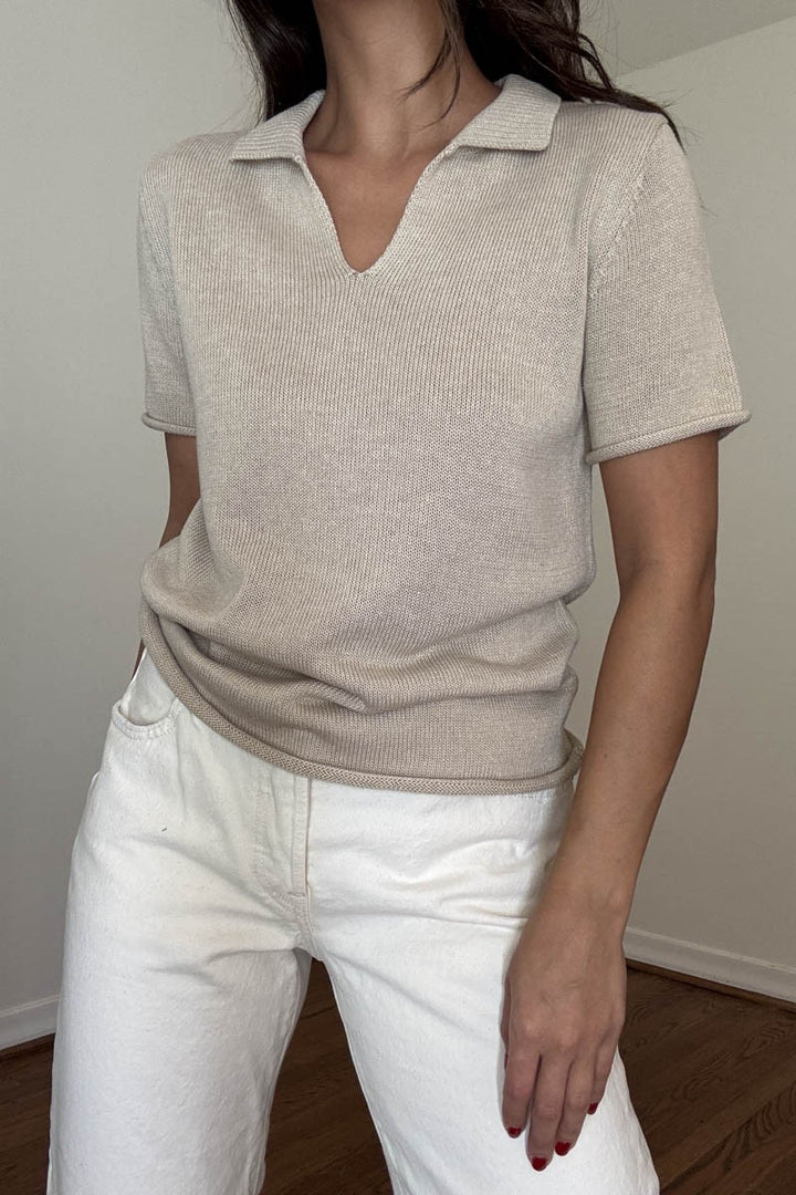 OPEN COLLAR SWEATER TOP