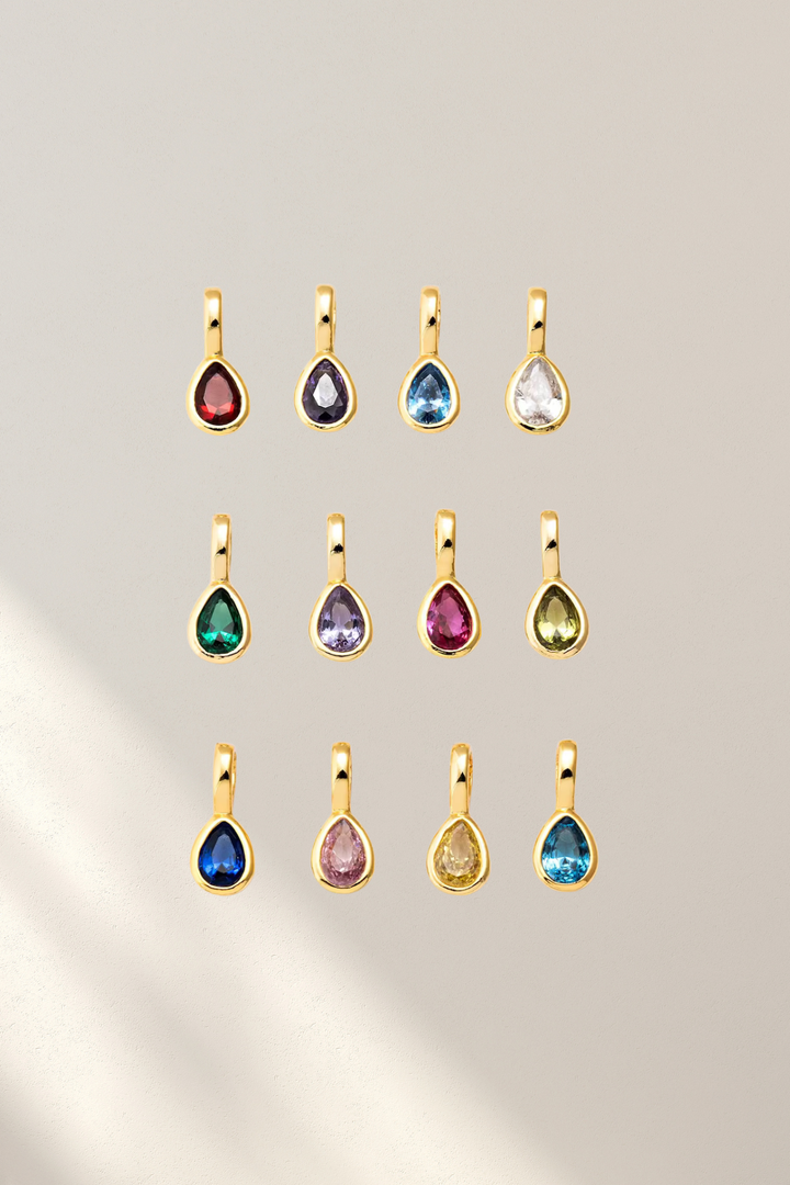 TEARDROP BEZEL BIRTHSTONE CHARM