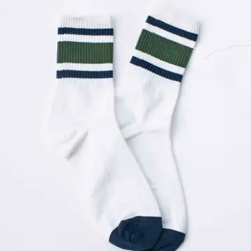 MEN'S RETRO ATHLETIC STRIPE CREW SOCKS