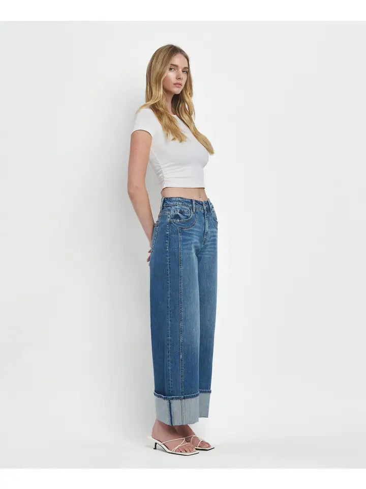 HIGH RISE BAGGY WIDE LEG JEANS