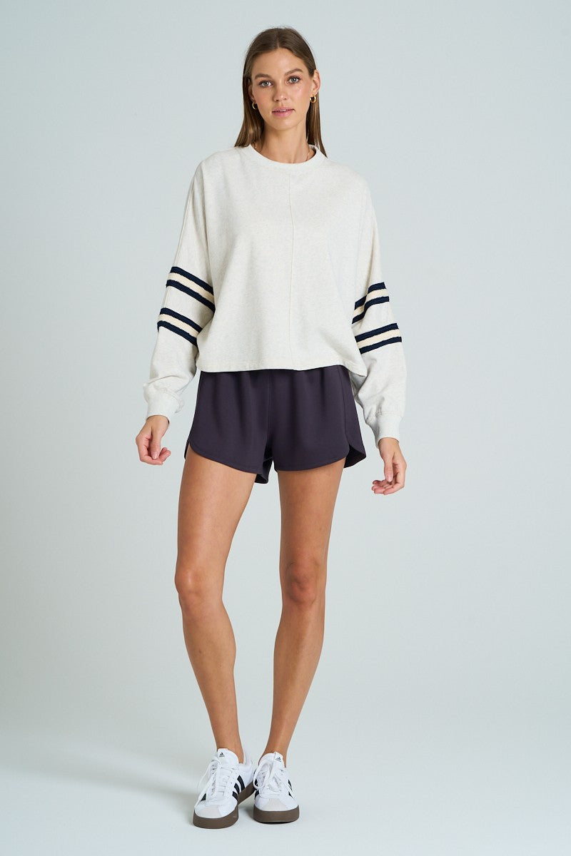 STRIPE SLEEVE SWEATSHIRT