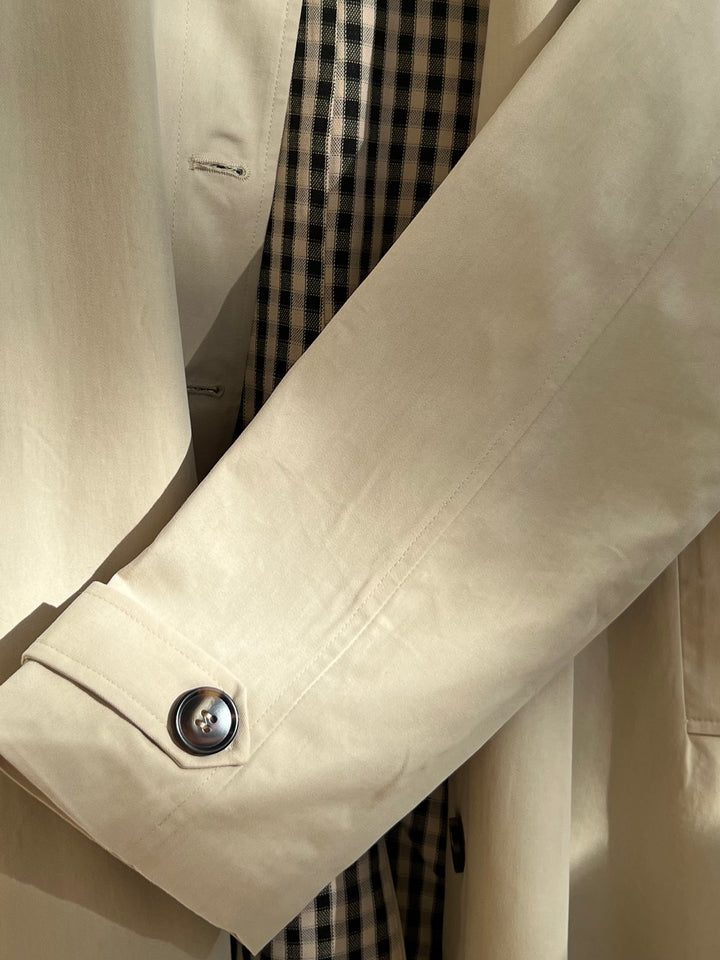 PLAID LINED A-LINE TRENCH COAT