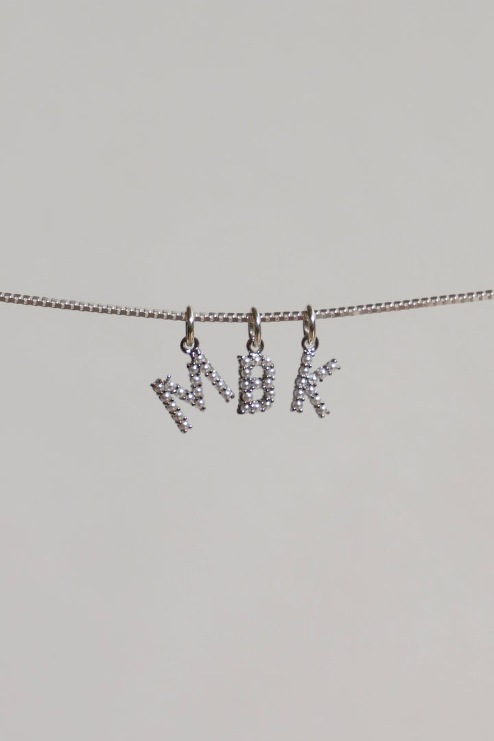 PEARL INITIAL CHARM-SILVER