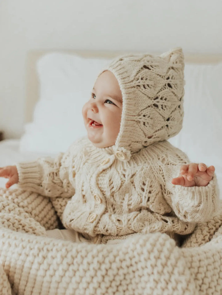 LEAF LACE KNIT BONNET
